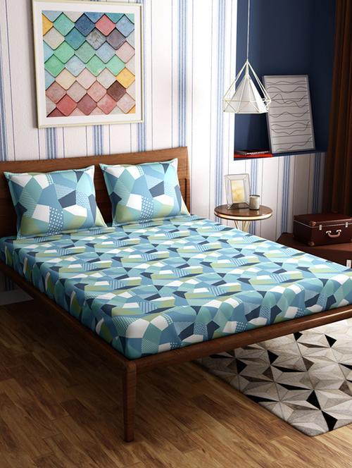  cotton double bed sheet with two pillow covers - 17087062 - Very Small Image - 1