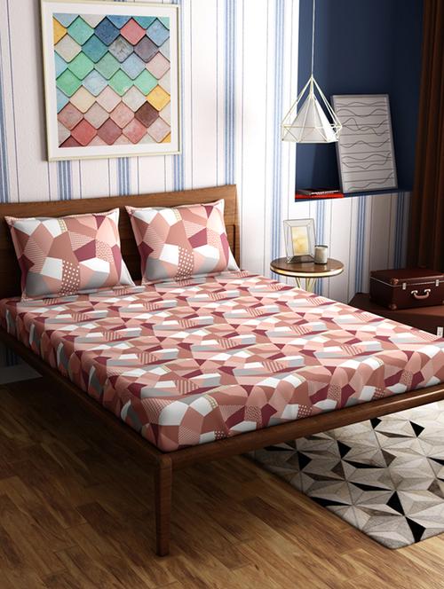  cotton double bed sheet with two pillow covers - 17087063 - Very Small Image - 1