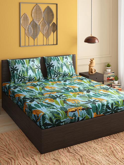  cotton double bed sheet with two pillow covers - 17087066 - Very Small Image - 1