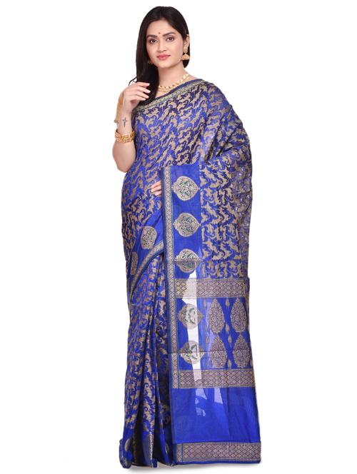 printed banarasi saree with blouse - 17087485 - Very Small Image - 1
