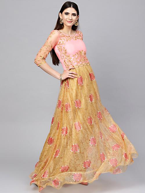 embroidered flared gown - 17087743 - Very Small Image - 1