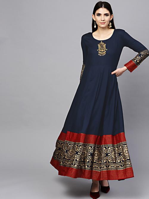 printed flared gown - 17087746 - Very Small Image - 1