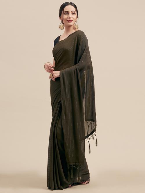 solid woven saree with blouse - 17088494 - Very Small Image - 1