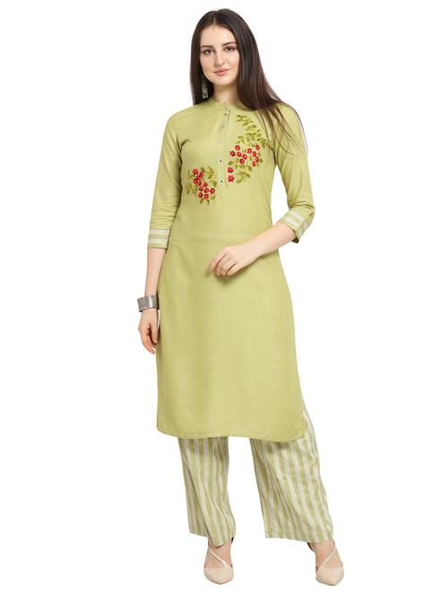embroidered kurta palazzo set - 17089057 - Very Small Image - 1