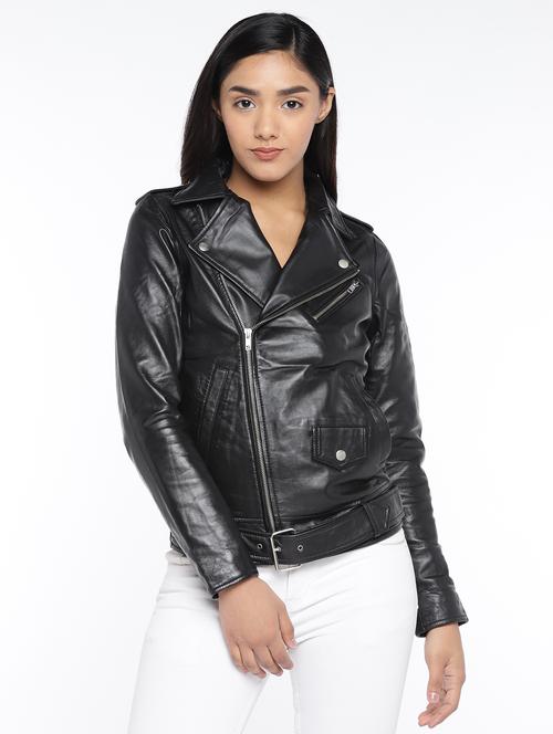 lapel neck leather jacket  - 17089071 - Very Small Image - 1