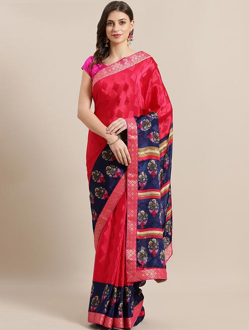 printed woven saree with blouse - 17089745 - Very Small Image - 1