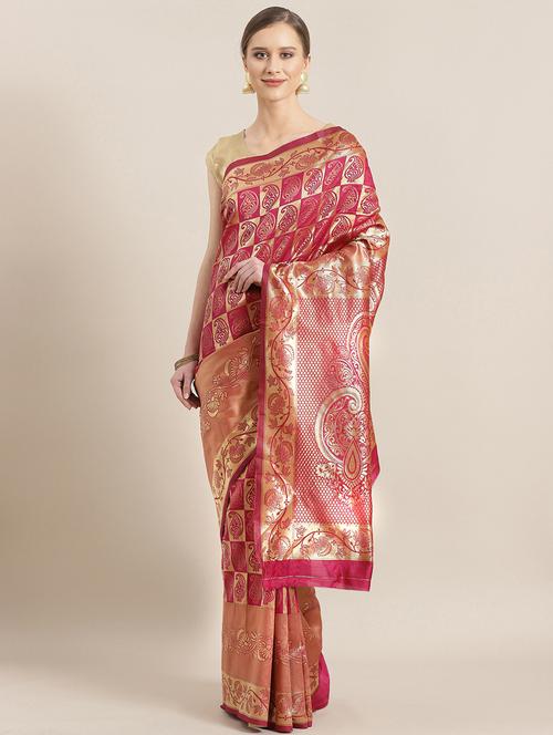 paisley kanjivaram saree with blouse - 17089767 - Very Small Image - 1