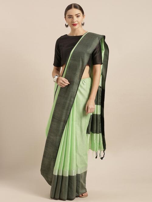 contrast woven saree with blouse - 17089870 - Very Small Image - 1