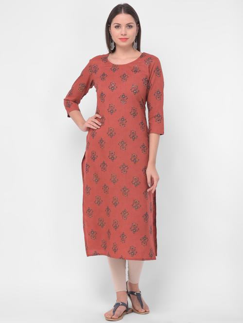 printed straight kurta - 17090494 - Very Small Image - 1
