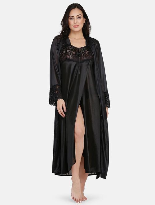 black satin nighty with robe  - 17090937 - Very Small Image - 1