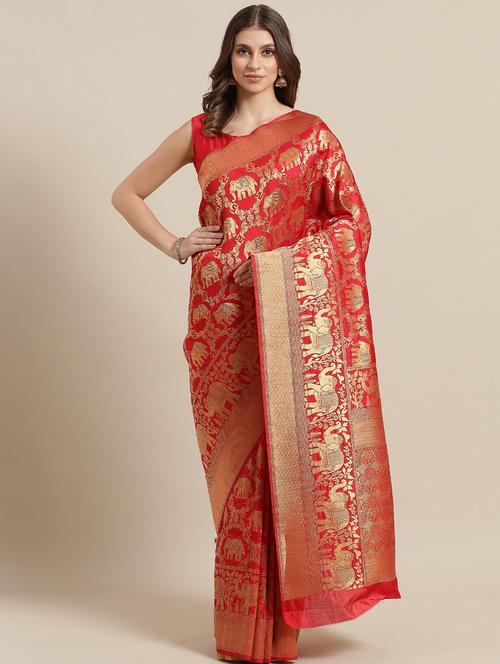 self design banarasi saree with blouse - 17092017 - Very Small Image - 1