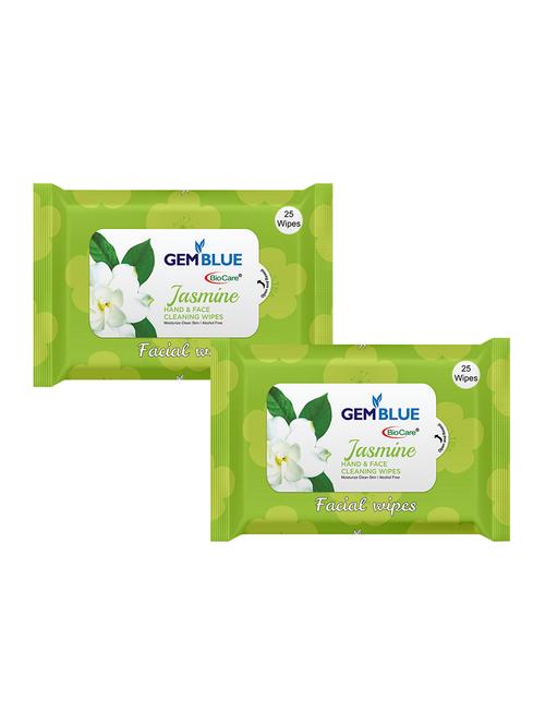 gemblue biocare facial wipes jasmine, pack of 25 set of 2 - 17092354 - Very Small Image - 1