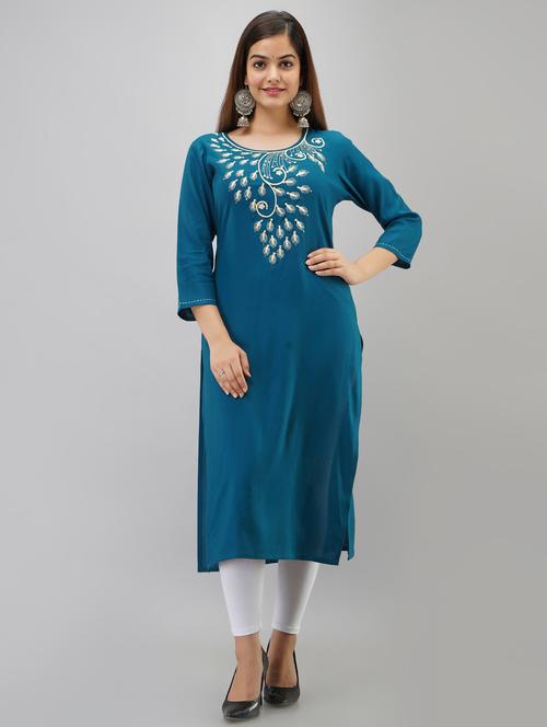 embroidered straight kurta - 17093264 - Very Small Image - 1