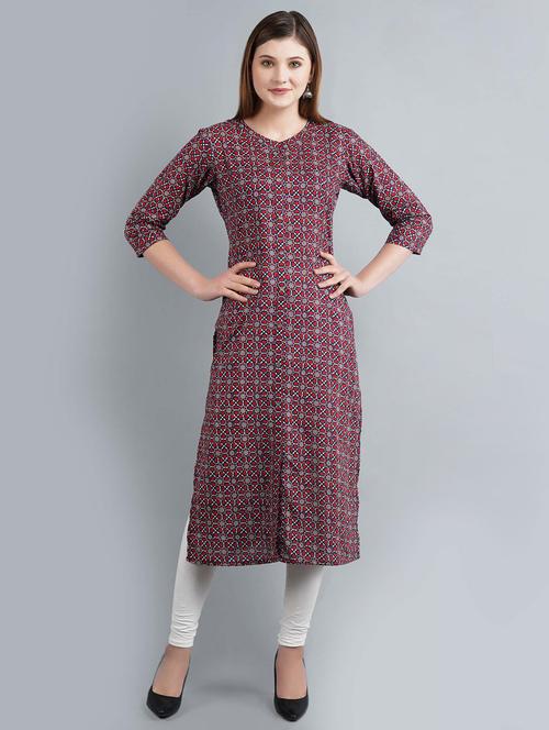 printed straight kurta - 17094153 - Very Small Image - 1