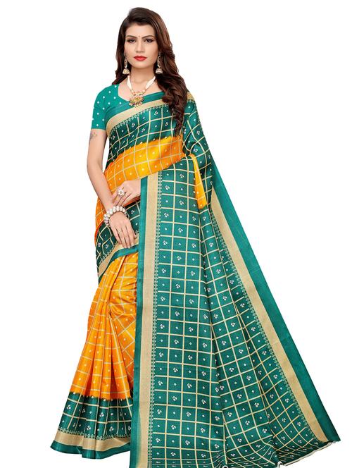 turquoise khadi printed saree with blouse - 17094333 - Very Small Image - 1