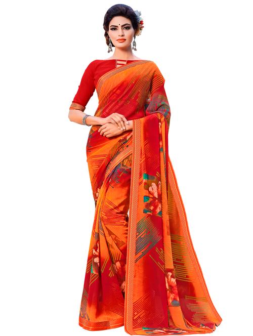 abstract printed saree with blouse - 17094780 - Very Small Image - 1