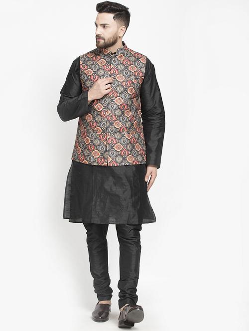 men kurta churidar ethnic wear set with nehru jacket - 17095256 - Very Small Image - 1