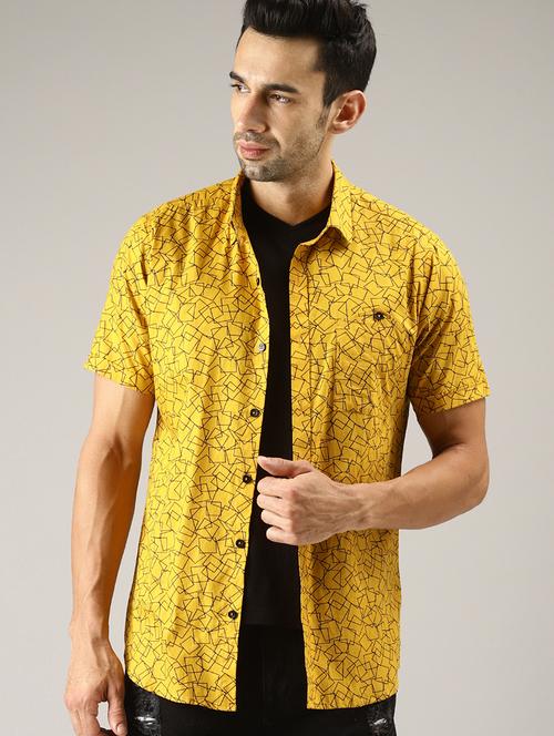 yellow printed casual shirt - 17095392 - Very Small Image - 1