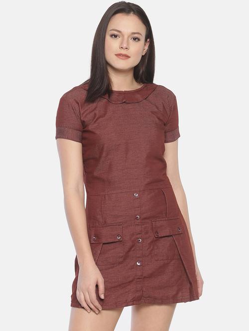 peter pan collar button detail a-line dress  - 17096283 - Very Small Image - 1