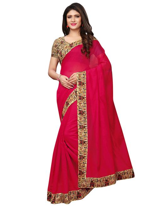 printed bordered saree with blouse - 17096512 - Very Small Image - 1