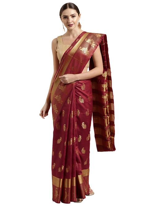 self design kanjivaram saree with blouse - 17096532 - Very Small Image - 1