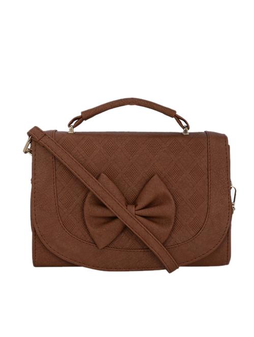 brown textured regular sling bag - 17097718 - Very Small Image - 1