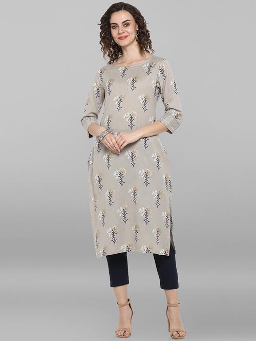 printed straight kurta - 17097764 - Very Small Image - 1