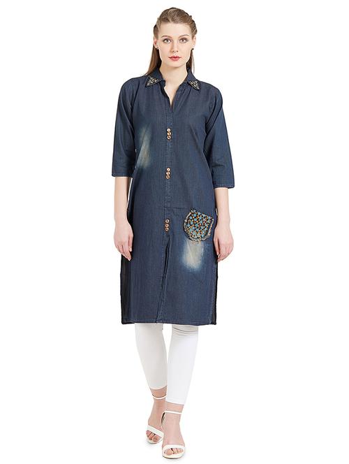 women's straight kurta - 17097777 - Very Small Image - 1