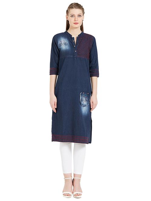 women's straight kurta - 17097778 - Very Small Image - 1