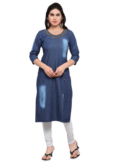 denim straight kurta - 17097785 - Very Small Image - 1