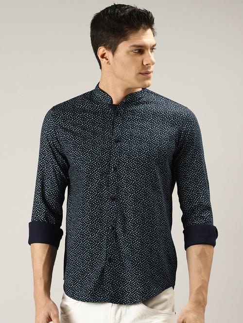 navy blue printed casual shirt - 17099809 - Very Small Image - 1