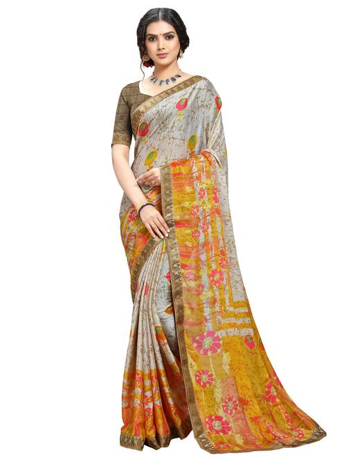 abstract printed saree with blouse - 17099817 - Very Small Image - 1