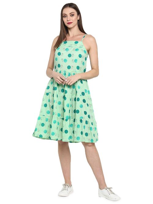 square neck printed flared dress  - 17100126 - Very Small Image - 1