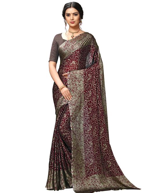 abstract printed saree with blouse - 17100643 - Very Small Image - 1