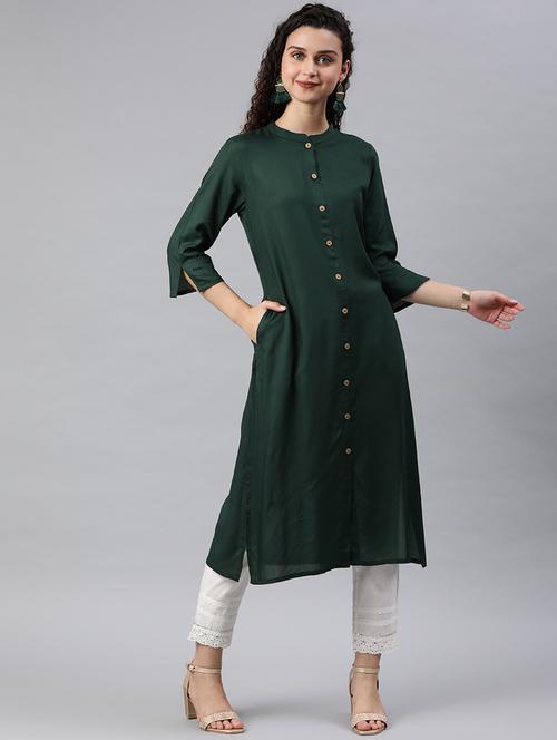 solid straight kurta - 17101852 - Very Small Image - 1