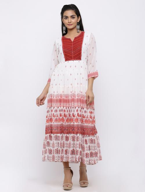 printed tiered ethnic dress - 17101894 - Very Small Image - 1
