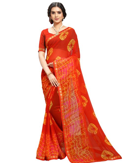 tie & dye printed saree with blouse - 17102207 - Very Small Image - 1