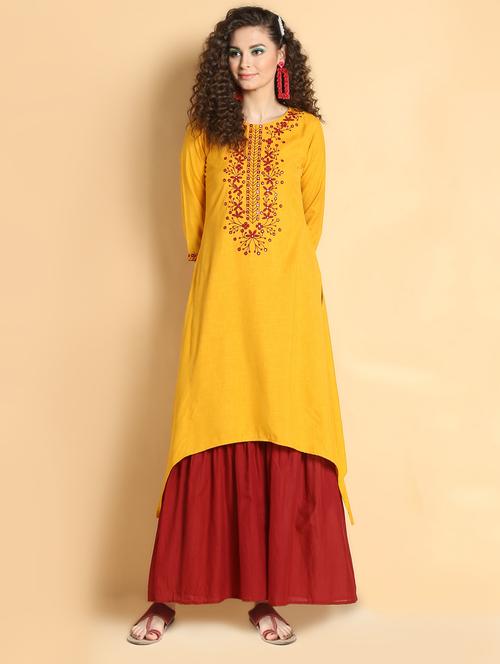 embroidered asymmetric kurta - 17103781 - Very Small Image - 1