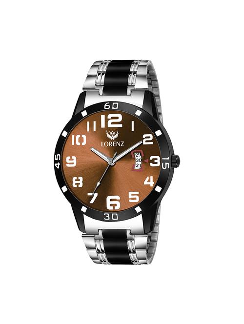 lorenz two tone chain & brown dial watch for men | watch for boys | mk-3055k - 17104520 - Very Small Image - 1