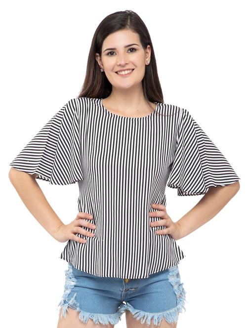 flutter sleeves striped top  - 17104974 - Very Small Image - 1