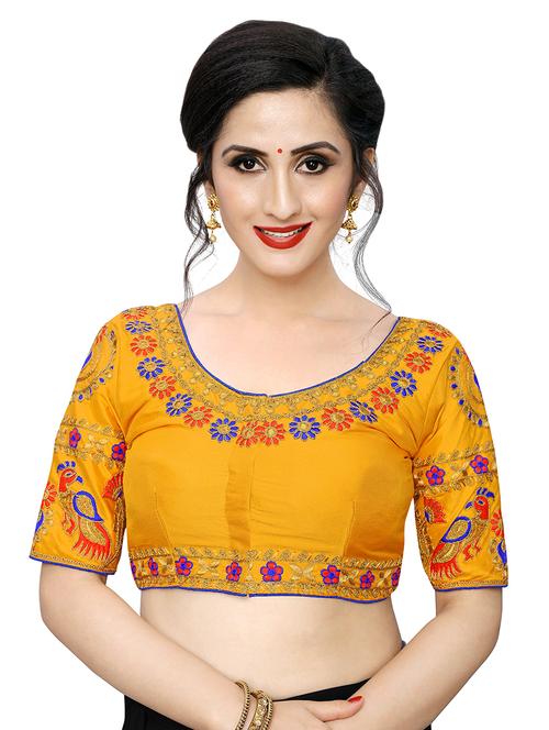 yellow art silk embroidered blouse - 17105216 - Very Small Image - 1