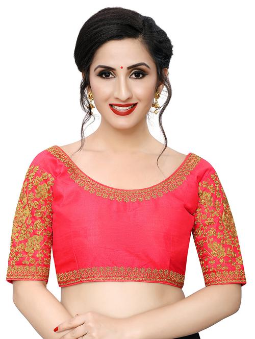 pink art silk embroidered blouse - 17105224 - Very Small Image - 1