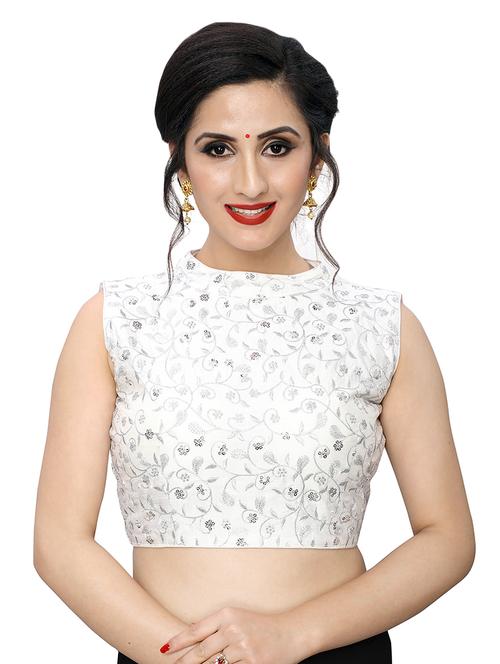 white art silk embroidered blouse - 17105230 - Very Small Image - 1