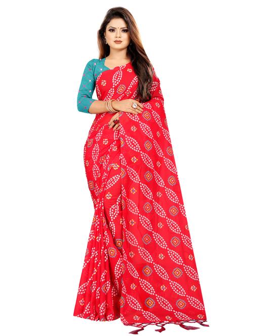 bandhani printed saree with blouse - 17106151 - Very Small Image - 1