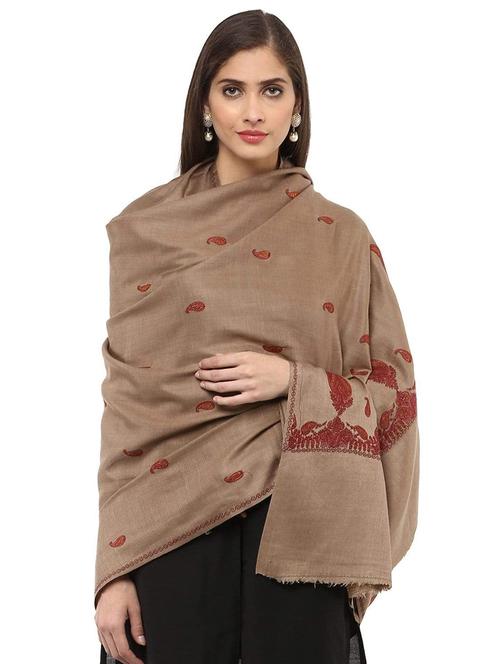 brown wool blend shawl - 17107390 - Very Small Image - 1