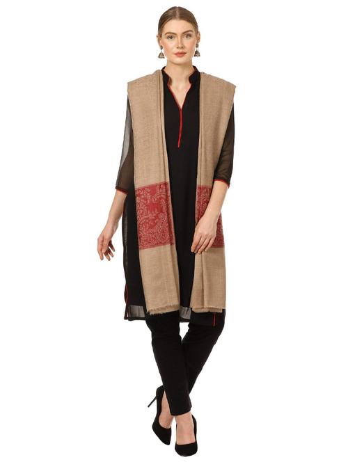 brown wool blend shawl - 17107417 - Very Small Image - 1