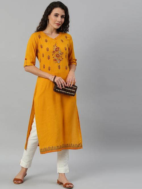 printed straight kurta - 17108979 - Very Small Image - 1