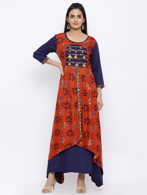 printed asymmetric kurta  - 17112036 - Very Small Image - 1
