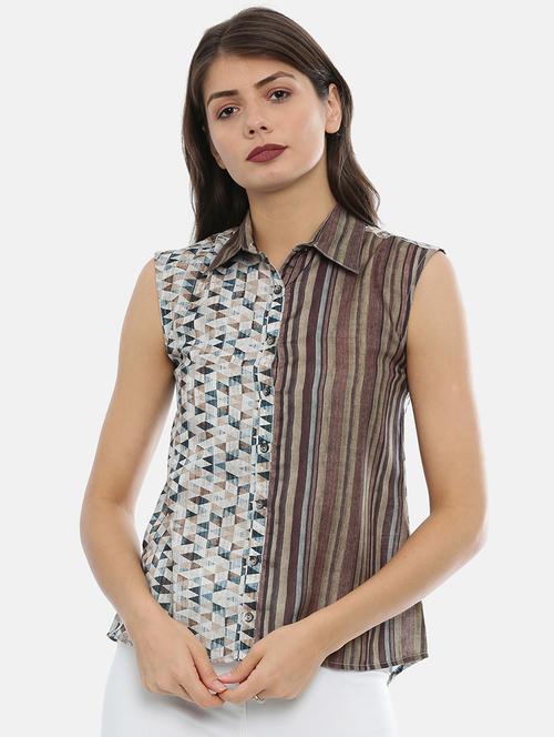 women's a line collared top - 17112087 - Very Small Image - 1
