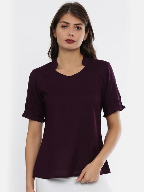purple rayon regular top - 17112089 - Very Small Image - 1